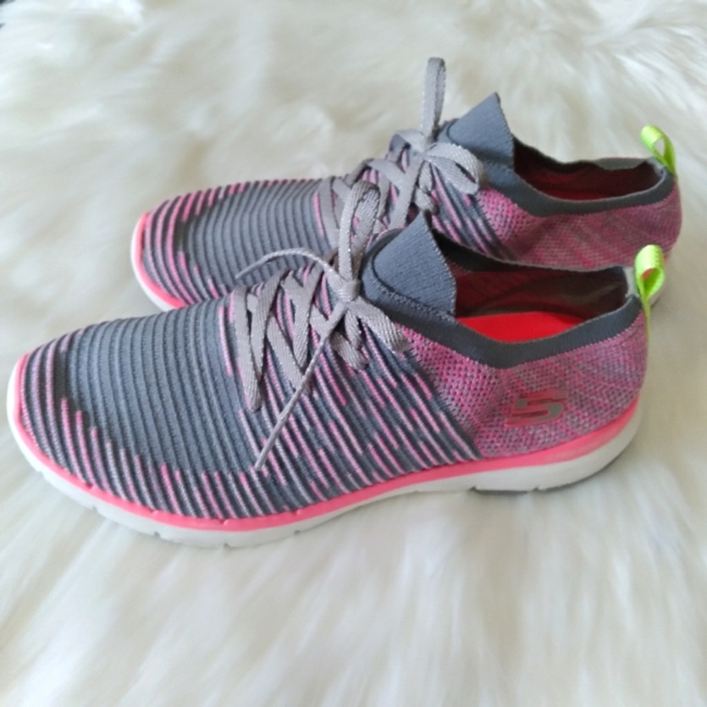 Skechers Flex Appeal 3.0 Glorius Charcoal/Hot pink Size 9.5 - Picture 3 of 8